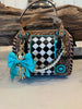 Wonderland Turquoise Rodeo Royale Checkered Mini Speedy Bag by Neon Spur