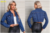 Women's Long Sleeve Denim Jacket – Streetwear Flip Collar Jean Jacket by FitiqueFit