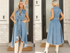 Women's Sleeveless Denim Midi Dress – Irregular Hem Button-Front by FitiqueFit