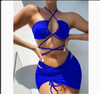 Women's Solid Color Three-Piece Bikini Set by FitiqueFit