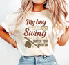 Baseball Tee Premium Soft Cotton Graphic Shirt My Boy Might Not Always Swing But I Do by Everyday Customs Co.