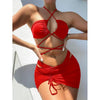 Women's Solid Color Three-Piece Bikini Set by FitiqueFit