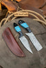 Handmade Damascus Skinner 7”–8” Knife Set Cowboy Ranch Blades Turquoise Handle with Sheath by JW SteelCrafts