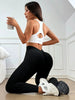 Ribbed High-Waist Back V Yoga Pants – Sand Wash Butt-Lifting Tights by FitiqueFit