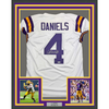 Framed Autographed/Signed CJ C.J. Daniels 35x39 LSU White College Football Jersey Beckett BAS COA
