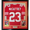 Framed Autographed/Signed Christian McCaffrey 35x39 San Francisco Red Football Jersey Beckett BAS COA