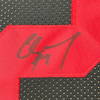 Framed Autographed/Signed Christian McCaffrey 35x39 San Francisco Black Football Jersey JSA COA