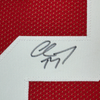 Framed Autographed/Signed Christian McCaffrey 35x39 San Francisco Red Football Jersey Beckett BAS COA