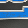 Framed Autographed/Signed Calvin Johnson 35x39 HOF 21 Detroit Black Football Jersey JSA COA