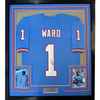 Framed Autographed/Signed Cameron Cam Ward 35x39 Tennessee Retro Light Blue Football Jersey JSA COA
