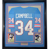 Framed Autographed/Signed Earl Campbell 35x39 Houston Blue Football Jersey JSA COA