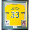 Framed Autographed/Signed Jose Canseco 35x39 Oakland Yellow Baseball Jersey JSA COA by Hall of Fame Sports Memorabilia
