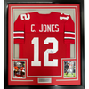 Framed Autographed/Signed Cardale Jones 35x39 Ohio State Red College Football Jersey JSA COA