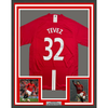 Framed Autographed/Signed Carlos Tevez 35x39 Manchester United Red Soccer Jersey Beckett BAS COA by Hall of Fame Sports Memorabilia