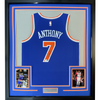 Framed Autographed/Signed Carmelo Anthony 35x39 New York Knicks Blue Authentic Swingman Basketball Jersey Fanatics COA