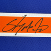 Framed Autographed/Signed Carmelo Anthony 35x39 New York Knicks Blue Authentic Swingman Basketball Jersey Fanatics COA