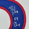 Framed Autographed/Signed Mario Chalmers 35x39 Kansas White College Basketball Jersey JSA COA