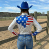 Neon Spur American Pie Metallic Western Pearl Snap Rodeo Shirt by Neon Spur