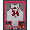 Framed Autographed/Signed Charles Oakley 35x39 Chicago White Basketball Jersey JSA COA