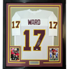 Framed Autographed/Signed Charlie Ward 35x39 93 Heisman Florida State FSU White College Football Jersey JSA COA