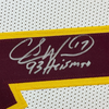 Framed Autographed/Signed Charlie Ward 35x39 93 Heisman Florida State FSU White College Football Jersey JSA COA