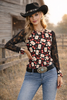 Card Room Cowgirl Lace Sleeve Top by Neon Spur