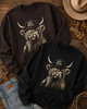 Highland Cow Hot Mess Coffee Graphic Crew Sweatshirt by Ocean & 7th