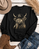 Highland Cow Hot Mess Coffee Graphic Crew Sweatshirt by Ocean & 7th