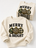 Merry & Bright Camo Leopard Check Bulbs Graphic Sweatshirt by Ocean & 7th