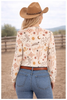 Yeehaw Howdy Quarter Button Long Sleeve Pullover Blouse by Neon Spur