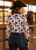 The Ace Of Roses Satin Button Up Rodeo Shirt Blouse by Neon Spur