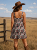 Howdy Partner Chiffon Ruffle Strap Mini Dress by Neon Spur