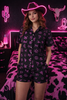 Neon Spur Brand Babe 2 Piece Satin Pajamas Shorts Set by Neon Spur