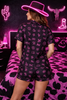 Neon Spur Brand Babe 2 Piece Satin Pajamas Shorts Set by Neon Spur