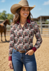 Howdy Partner Button Up Rodeo Shirt Blouse by Neon Spur
