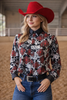 Neon Spur Red Ace Cowgirl Satin Button-Up Rodeo Shirt by Neon Spur