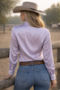 Neon Spur Embroidered Logo Satin Button Up Rodeo Shirt -Silver by Neon Spur