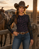 Neon Spur Brand Babe Lace Sleeve Top by Neon Spur