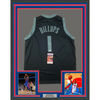 Framed Autographed/Signed Chauncey Billups 35x39 Detroit Black Basketball Jersey JSA COA