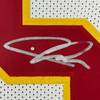 Framed Autographed/Signed Chris Jones 35x39 Kansas City White Football Jersey JSA COA