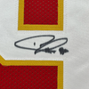 Framed Autographed/Signed Chris Jones 35x39 Kansas City Red Football Jersey JSA COA