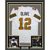 Framed Autographed/Signed Chris Olave 35x39 New Orleans White Color Rush Football Jersey Beckett BAS COA by Hall of Fame Sports Memorabilia