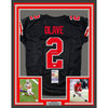 Framed Autographed/Signed Chris Olave 35x39 Ohio State Black College Football Jersey JSA COA