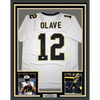 Framed Autographed/Signed Chris Olave 35x39 New Orleans White Football Jersey Beckett BAS COA