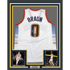 Framed Autographed/Signed Christian Braun 35x39 Denver White Basketball Jersey JSA COA