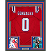 Framed Autographed/Signed Christian Gonzalez 35x39 New England Red Football Jersey Beckett BAS COA by Hall of Fame Sports Memorabilia