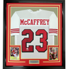 Framed Autographed/Signed Christian McCaffrey 35x39 San Francisco White Alternate Football Jersey JSA COA