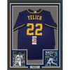 Framed Autographed/Signed Christian Yelich 35x39 Milwaukee Brewers Blue Alternate Baseball Jersey JSA COA