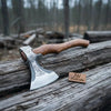 Hand-Engraved Nordic Hatchet, Polished Carbon Steel Head, Curved Hardwood Handle | JW SteelCrafts by JW SteelCrafts