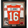 Framed Autographed/Signed Bob Bobby Clarke 35x39 Philadelphia Orange Hockey Jersey JSA COA by Hall of Fame Sports Memorabilia